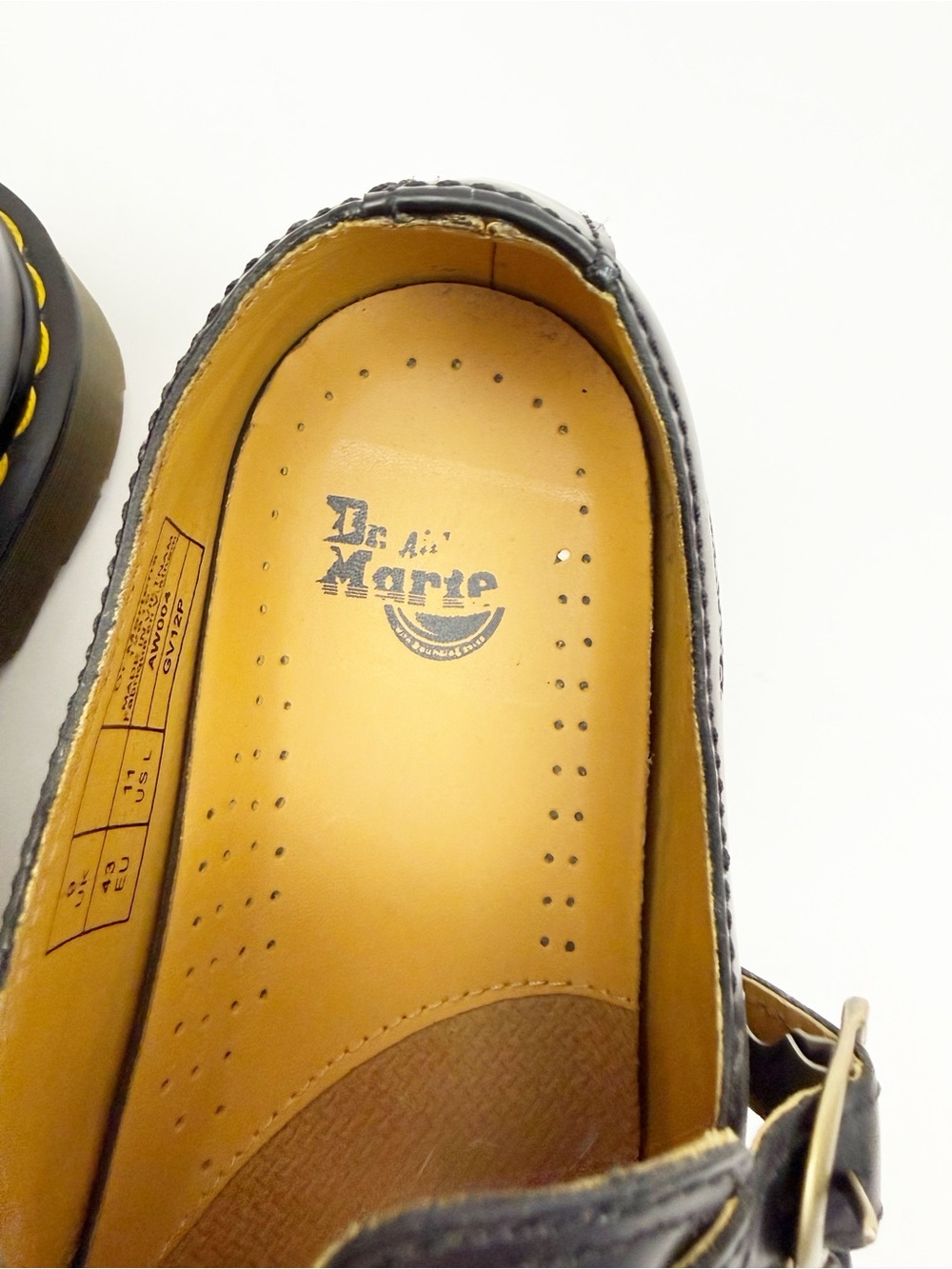 Dr. Martens Smooth Leather Mary Jane Shoes Black Double Buckle Perforated - Picture 13 of 15